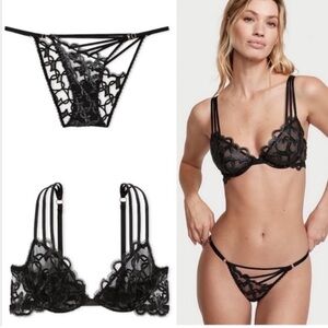 Very Sexy V S
Shimmer Heart Embroidery Low-
Cut Demi Bra & String Bikini Panty